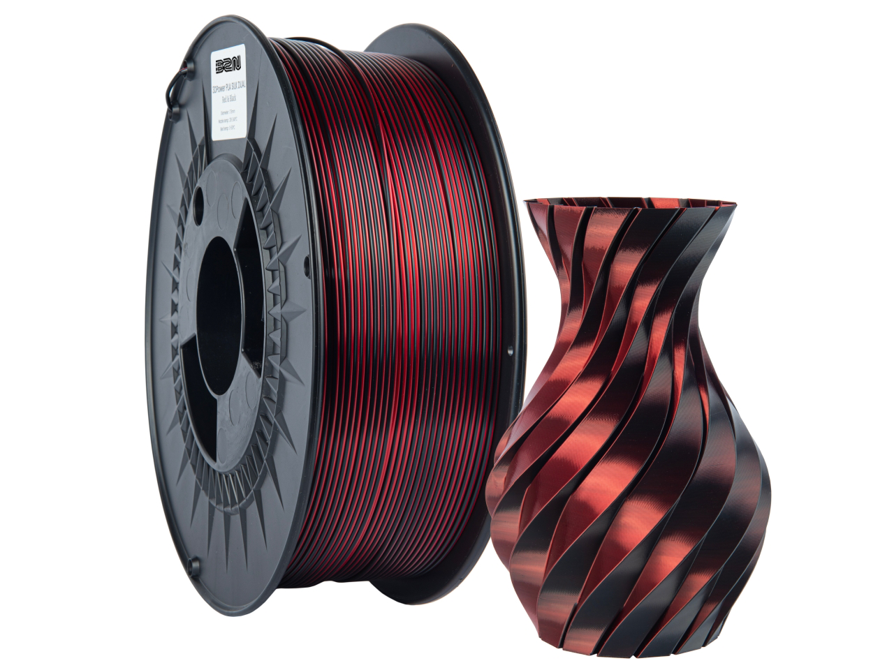 Филамент B2N PLA SILK Dual Color 1.75mm Red+Black 1kg